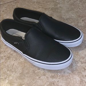 Black Leather Spotted Vans size 8